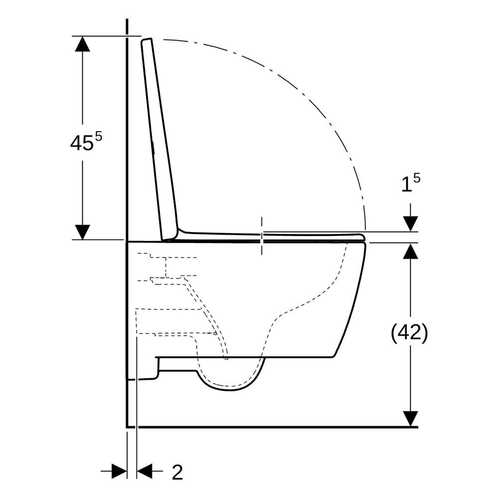 Geberit iCon Set Wand-WC Tiefspüler geschl. Form Rimfree, WC-Sitz T 53cm Absenkaut.... GEBERIT-501663JT1 4025410652614 (Abb. 15)