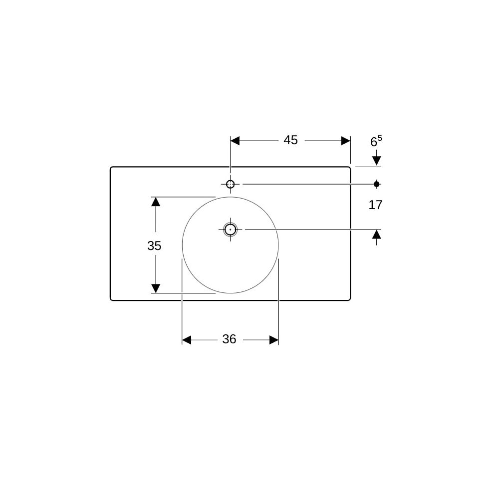 Geberit Preciosa 2 Waschtisch mit Ablagefläche, Breite 90cm, Tiefe 50cm, Hahnloch mi... GEBERIT-123290600 4022009311334 (Abb. 7)