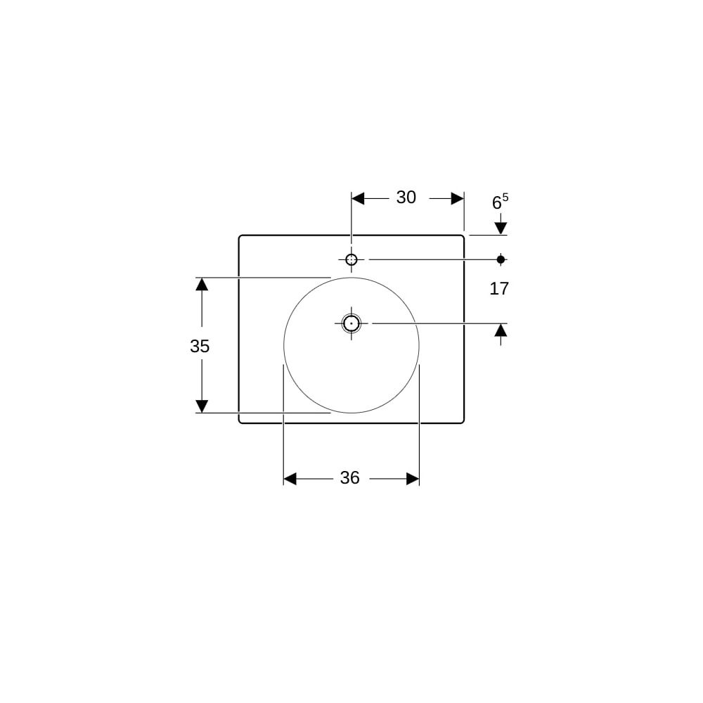 Geberit Preciosa 2 Waschtisch mit Ablagefläche, Breite 60cm, Tiefe 50cm, Hahnloch mi... GEBERIT-123262000 4022009319682 (Abb. 7)