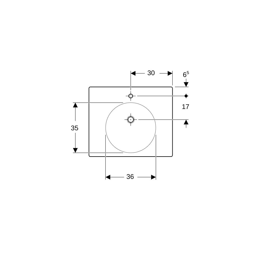 Geberit Preciosa 2 Waschtisch mit Ablagefläche, Breite 60cm, Tiefe 50cm, Hahnloch mi... GEBERIT-123260000 4022009311303 (Abb. 7)