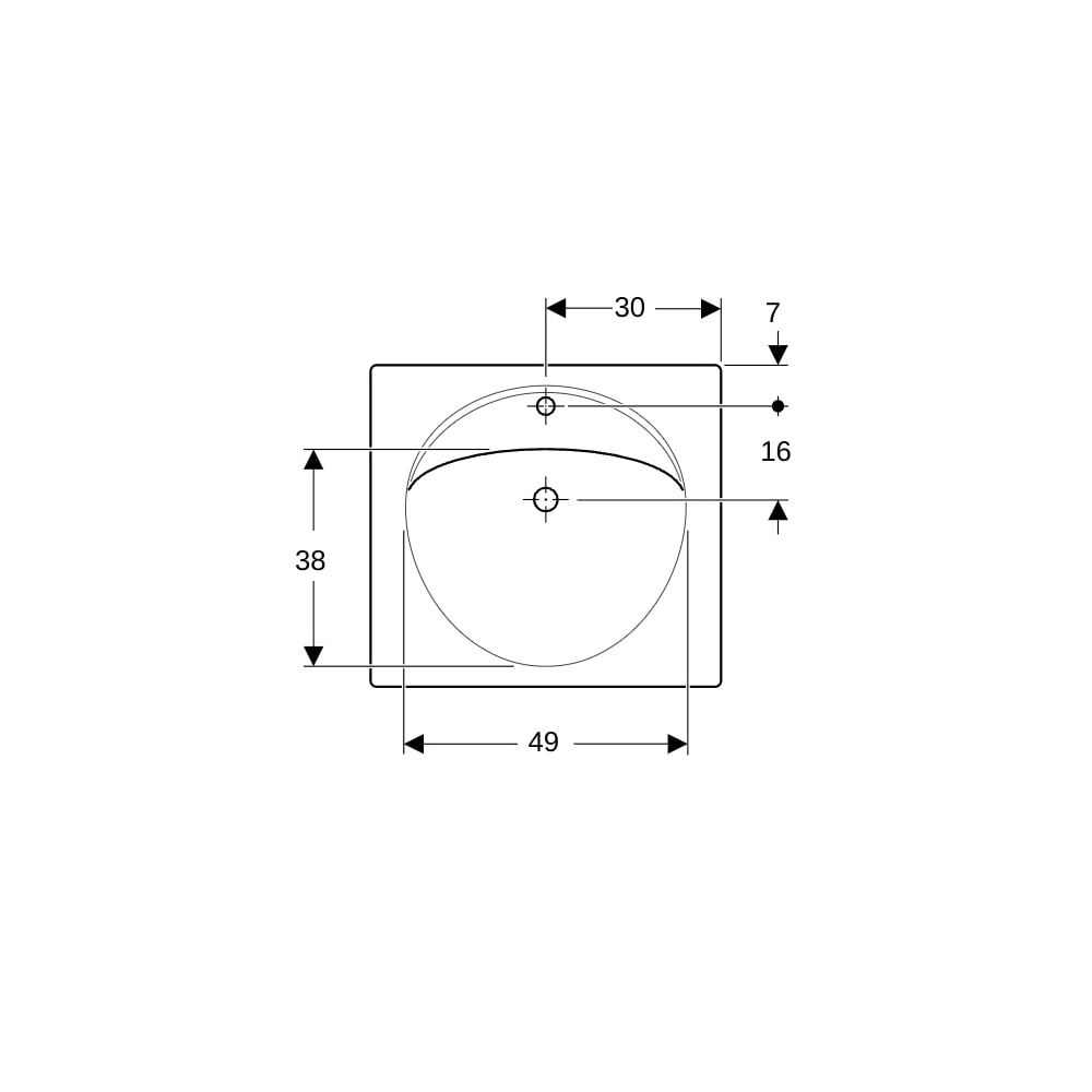 Geberit Preciosa Waschtisch mit Ablagefläche, Breite 60cm, Tiefe 55cm, Hahnloch mitt... GEBERIT-253230600 4022009232257 (Abb. 7)
