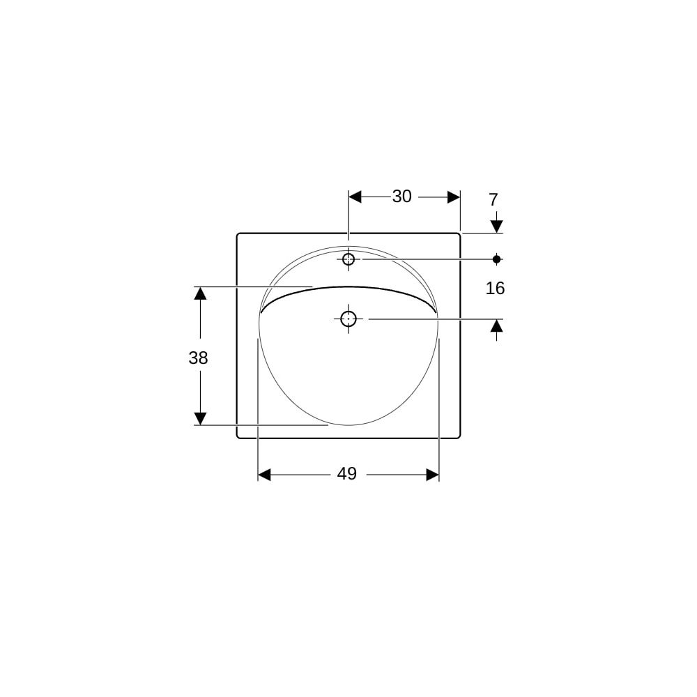 Geberit Preciosa Waschtisch mit Ablagefläche, Breite 60cm, Tiefe 55cm, Hahnloch mitt... GEBERIT-253200600 4022009208290 (Abb. 7)