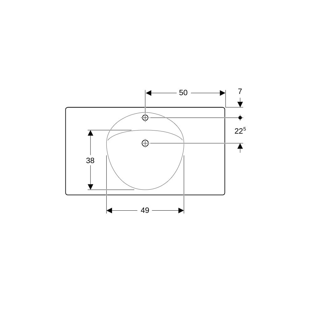 Geberit Preciosa Waschtisch mit Ablagefläche, Breite 100cm, Tiefe 55cm, Hahnloch mit... GEBERIT-124230000 4022009009200 (Abb. 7)