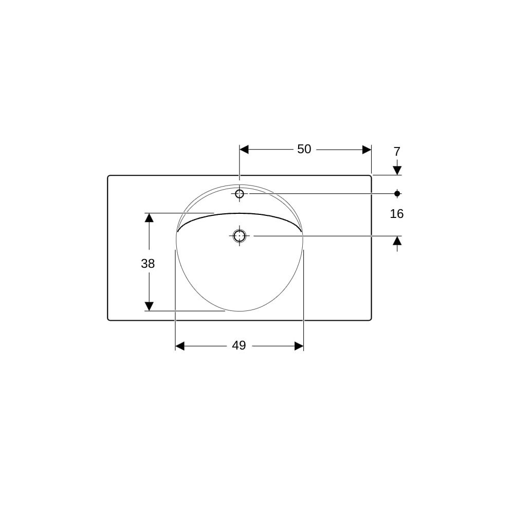 Geberit Preciosa Waschtisch mit Ablagefläche, Breite 100cm, Tiefe 55cm, Hahnloch mit... GEBERIT-124200600 4022009208313 (Abb. 7)