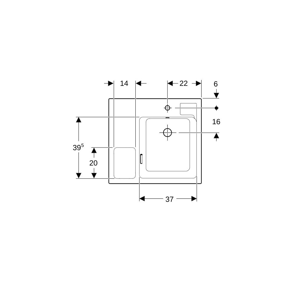 Geberit Bambini Waschbecken mit Schwammbecken 60x55cm, mit Hahnloch rechts mit Überl... GEBERIT-162700600 4022009242034 (Abb. 7)
