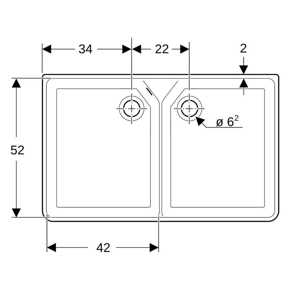 Geberit Publica Mehrzweckbecken mit zwei Becken und Überlauf 90x25x56cm... GEBERIT-350490000 4022009077650 (Abb. 13)