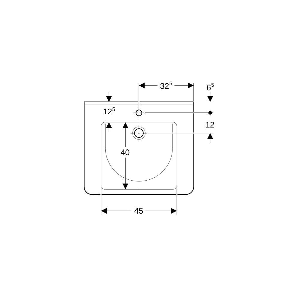 Geberit Renova Comfort Square Waschtisch barrierefrei, Breite 65cm, Tiefe 55cm, Hahn... GEBERIT-128665000 4022009317725 (Abb. 7)