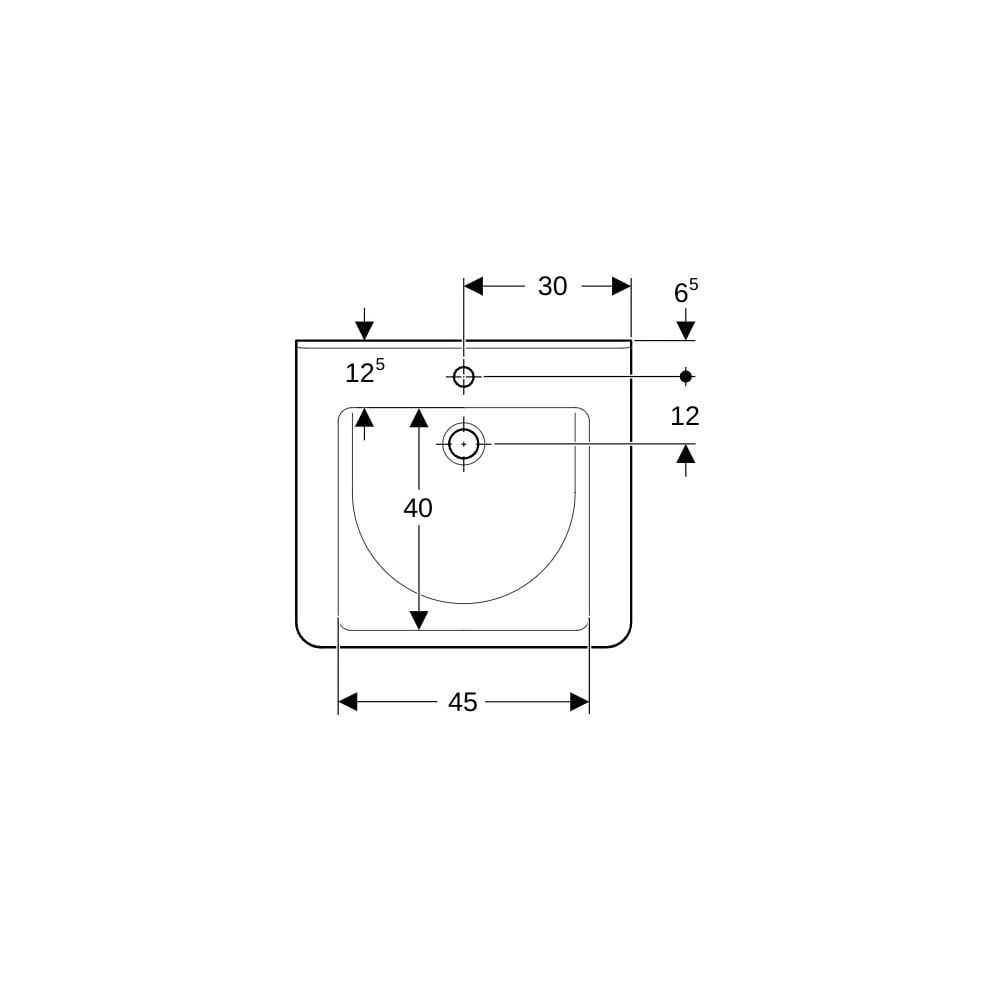 Geberit Renova Comfort Square Waschtisch barrierefrei, Breite 60cm, Tiefe 55cm, Hahn... GEBERIT-128662000 4022009317701 (Abb. 7)