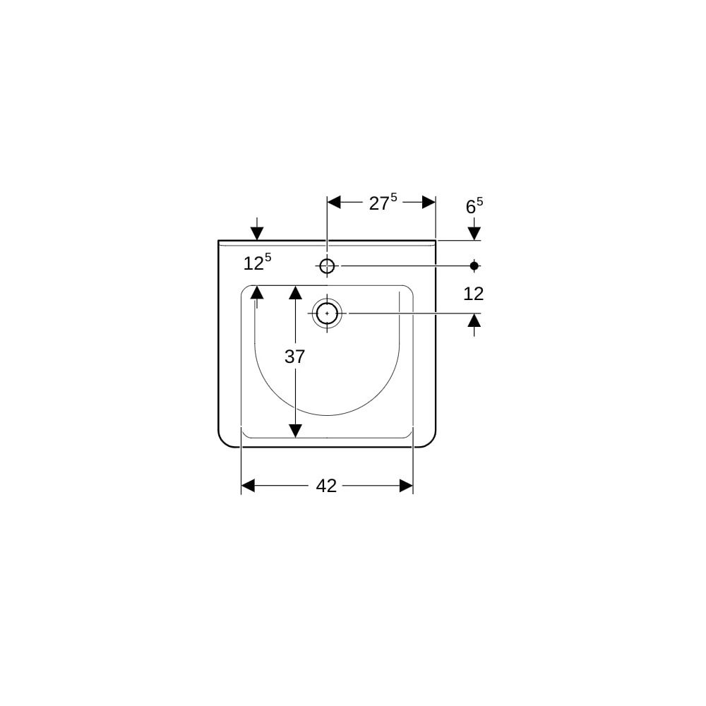 Geberit Renova Comfort Square Waschtisch barrierefrei, Breite 55cm Tiefe 52,5cm Hahn... GEBERIT-128557600 4022009312355 (Abb. 7)