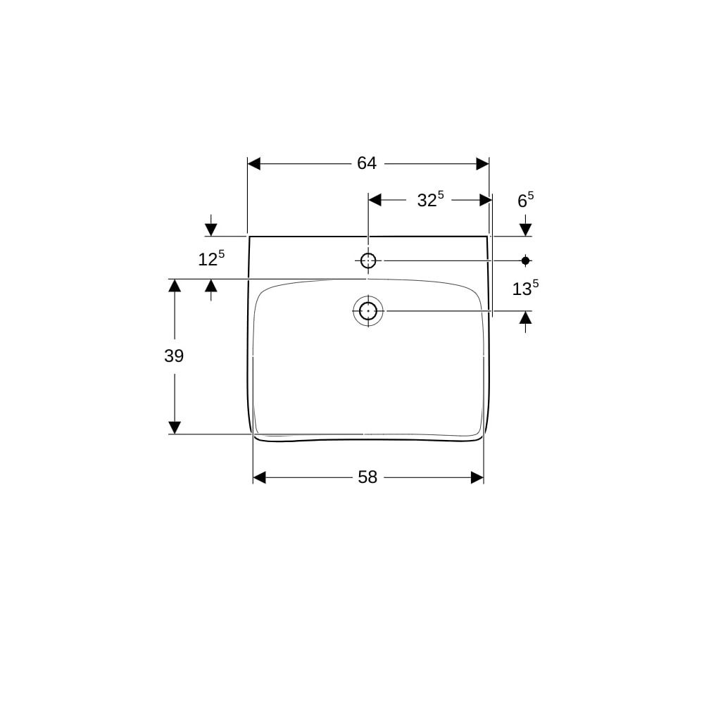 Geberit Renova Comfort Waschtisch barrierefrei, Breite 65cm, Tiefe 55cm, Hahnloch mi... GEBERIT-258567000 4022009344028 (Abb. 7)