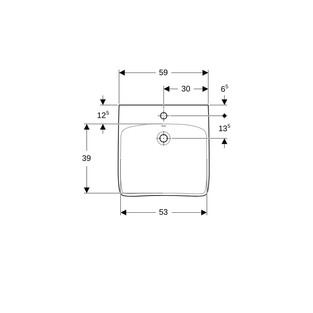Geberit Renova Comfort Waschtisch barrierefrei, Breite 60cm, Tiefe 55cm, Hahnloch mi... GEBERIT-501988001 4025410605153 (Abb. 7)