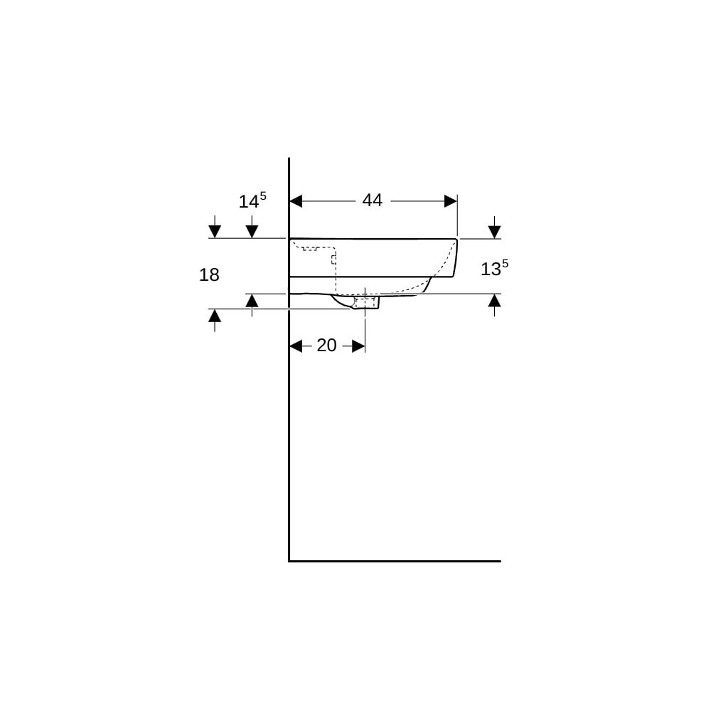 Geberit Renova Plan Waschtisch, Breite 55cm, Tiefe 44cm, Hahnloch mittig, Überlauf s... GEBERIT-501632001 4025410858368 (Abb. 9)