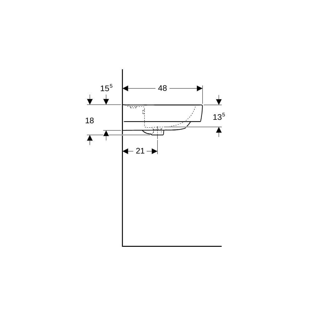 Geberit Renova Plan Waschtisch, Breite 65cm, Tiefe 48cm, Hahnloch mittig, Überlauf s... GEBERIT-501640001 4025410858542 (Abb. 9)