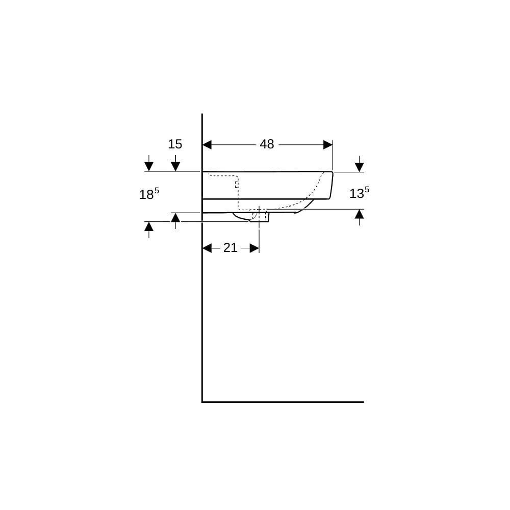 Geberit Renova Plan Waschtisch, Breite 85cm, Tiefe 48cm, ohne Hahnloch, Überlauf sic... GEBERIT-501700008 4025410868237 (Abb. 9)