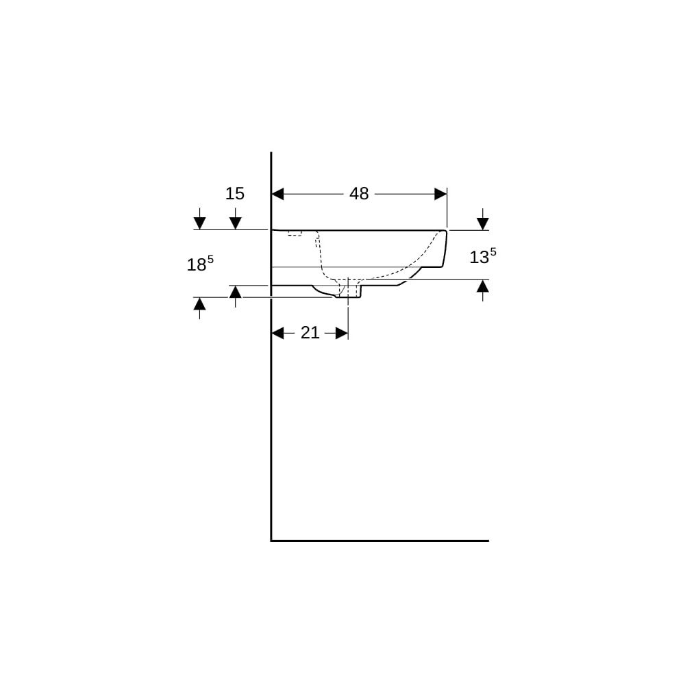 Geberit Renova Plan Waschtisch, Ablagefläche beidseitig, Breite 75cm, Tiefe 48cm, Ha... GEBERIT-501694001 4025410867896 (Abb. 9)