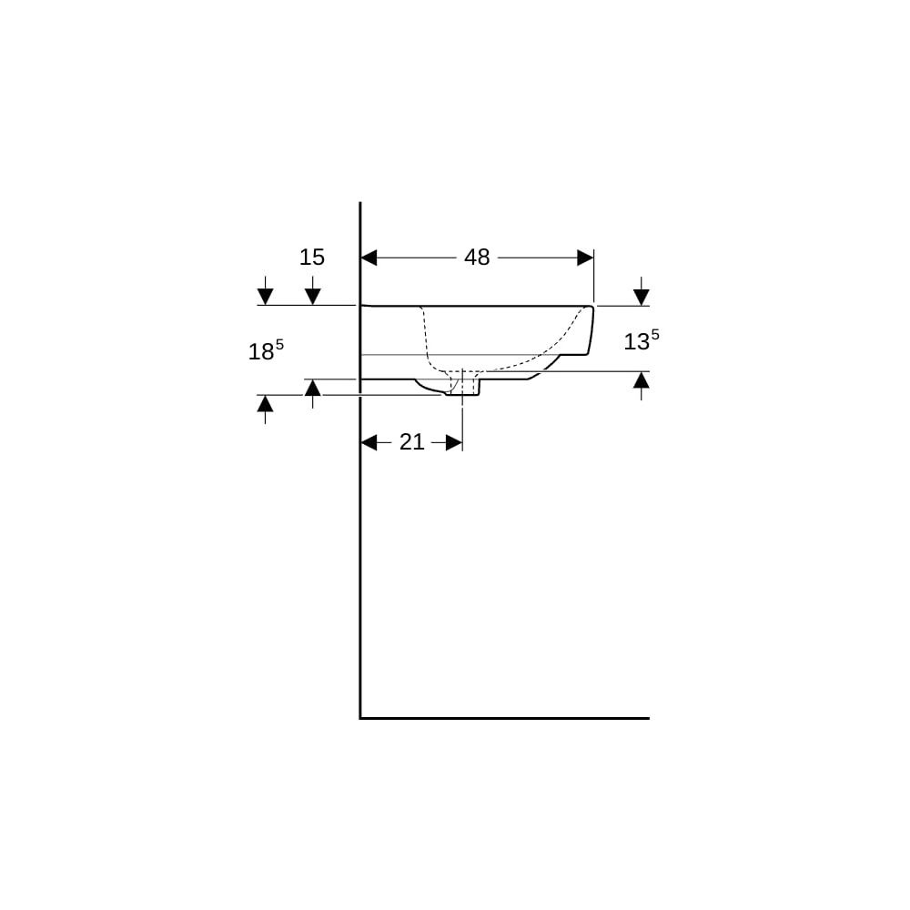 Geberit Renova Plan Waschtisch, Ablagefläche beidseitig, Breite 75cm, Tiefe 48cm, oh... GEBERIT-501697008 4025410868329 (Abb. 9)