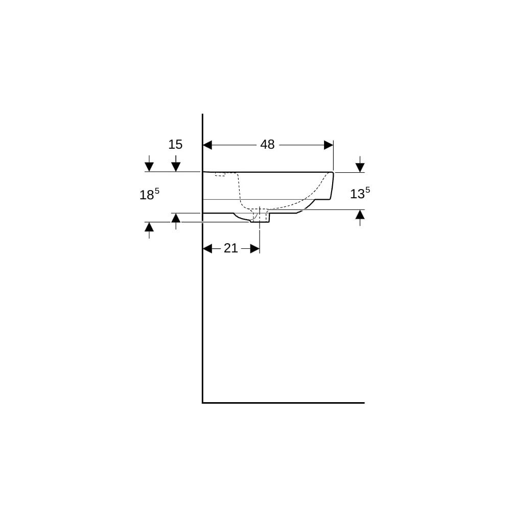 Geberit Renova Plan Waschtisch, Ablagefläche beidseitig, Breite 90cm, Tiefe 48cm, Ha... GEBERIT-501703001 4025410868268 (Abb. 9)