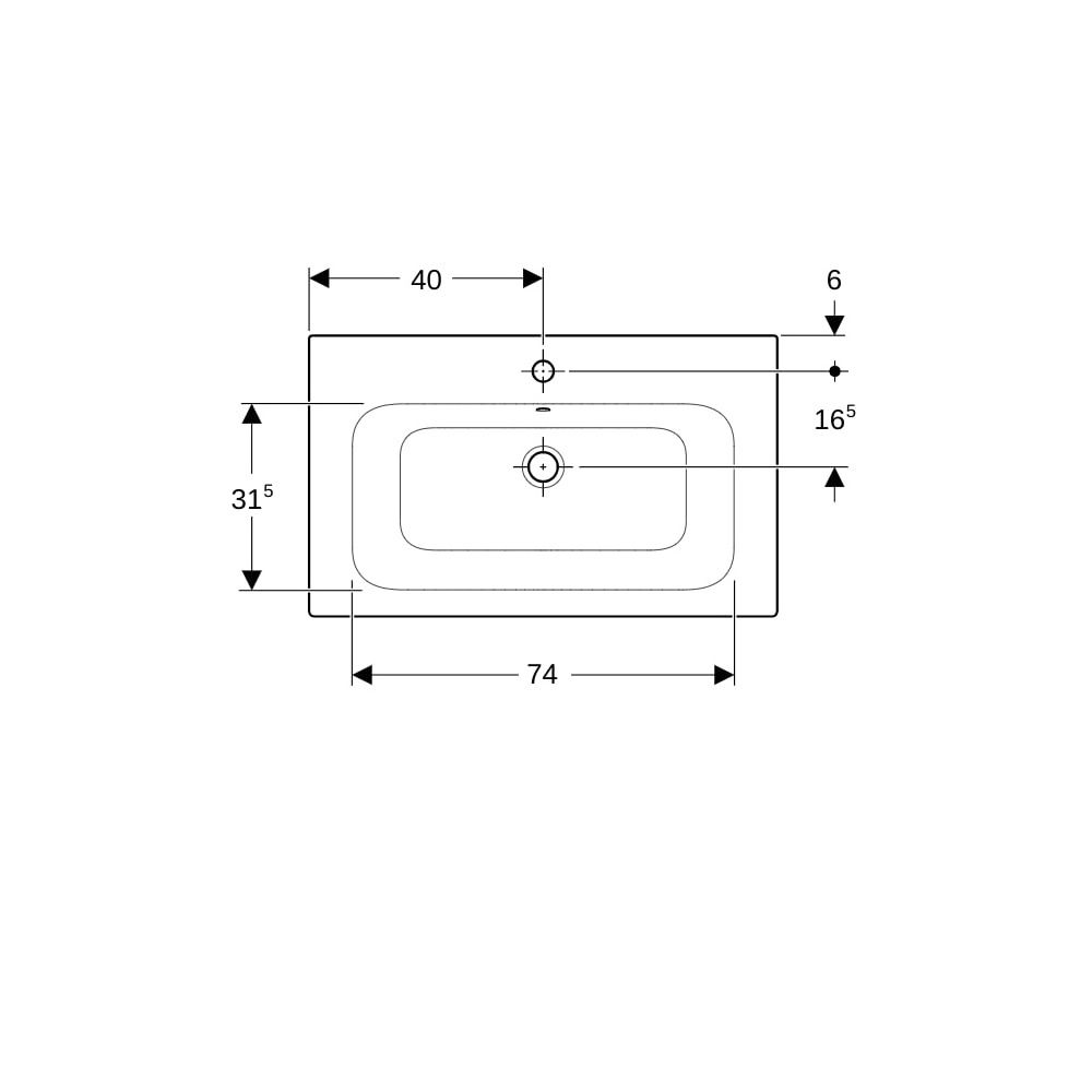 Geberit Renova Plan Möbelwaschtisch, Breite 80cm, Tiefe 48cm, Hahnloch mittig, Überl... GEBERIT-122280000 4022009368987 (Abb. 7)