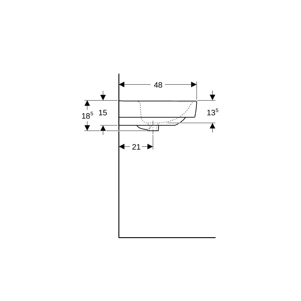 Geberit Renova Plan Doppelwaschtisch, Breite 130cm, Tiefe 48cm, ohne Hahnloch, ohne ... GEBERIT-501713008 4025410869913 (Abb. 9)