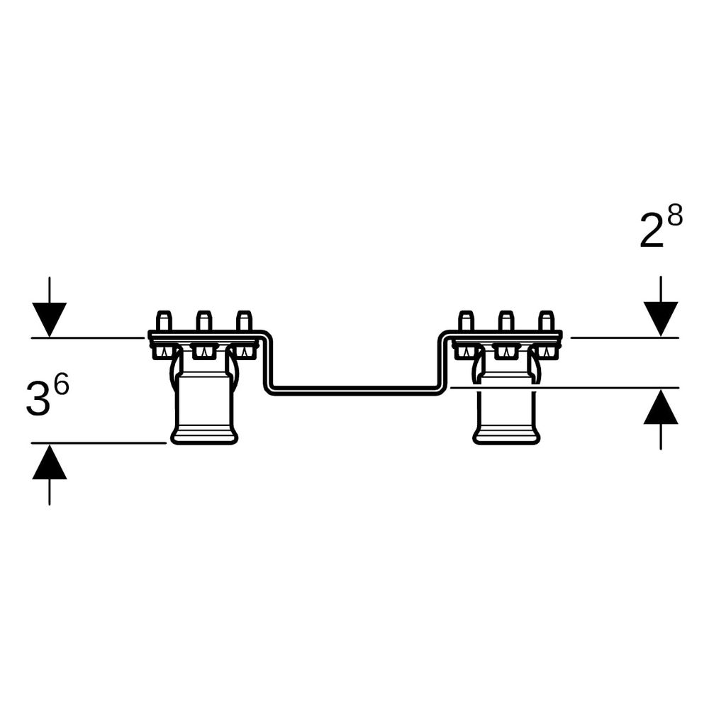 Geberit FlowFit Anschlusswinkel 90 Grad vormontiert, zweifach, abgewinkelt, D 16mm, ... GEBERIT-619690001 4025416602644 (Abb. 8)