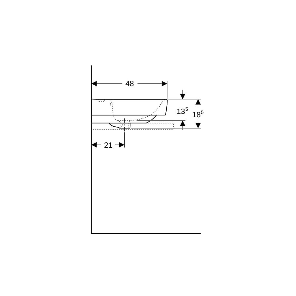 Geberit Renova Plan Aufsatzwaschtisch, Ablagefläche beidseitig, B 75cm T 48cm Hahnlo... GEBERIT-501726001 4025410868657 (Abb. 9)
