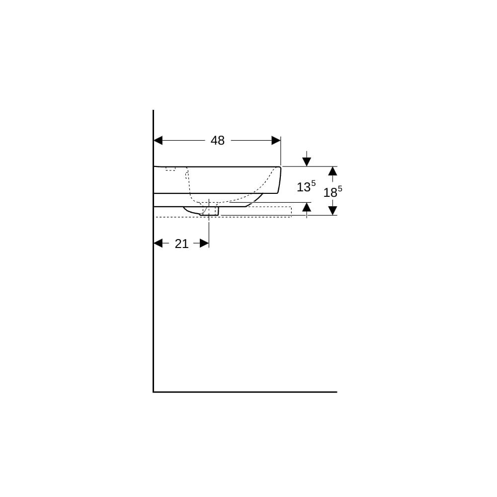 Geberit Renova Plan Aufsatzwaschtisch, Ablagefläche beidseitig, 90cm T 48cm Hahnloch... GEBERIT-501728008 4025410868855 (Abb. 9)