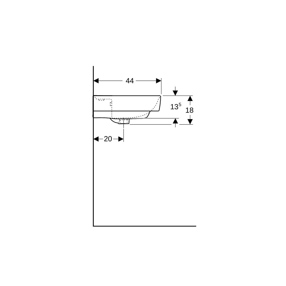 Geberit Renova Plan Aufsatzwaschtisch, Breite 55cm, Tiefe 44cm, Hahnloch mittig, Übe... GEBERIT-501720008 4025410868503 (Abb. 9)
