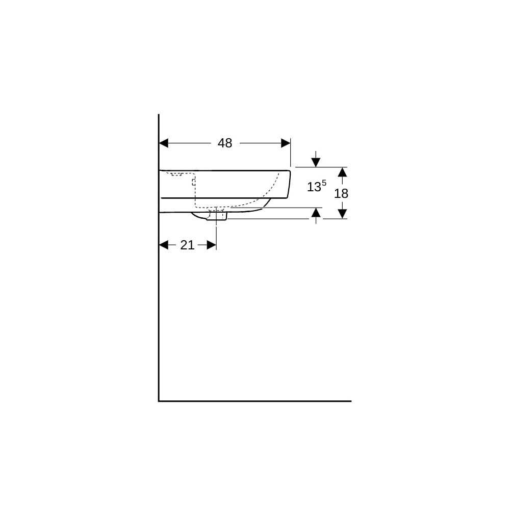 Geberit Renova Plan Aufsatzwaschtisch, Breite 65cm, Tiefe 48cm, Hahnloch mittig, Übe... GEBERIT-501723001 4025410868831 (Abb. 9)
