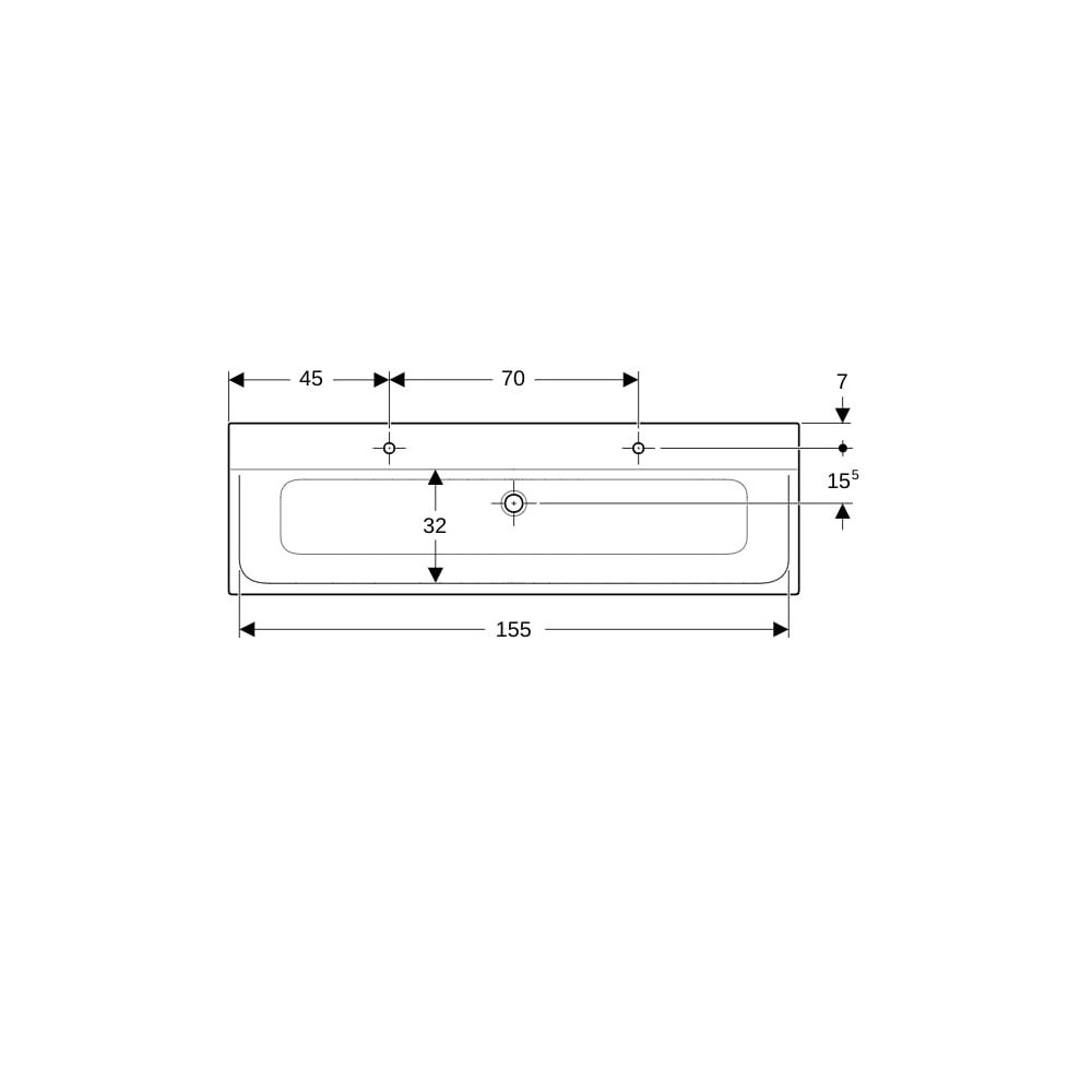 Geberit Xeno2 Möbelwaschtisch, Breite 160cm, Tiefe 48cm, Hahnloch links, rechts, ohn... GEBERIT-500279001 4025416357872 (Abb. 7)