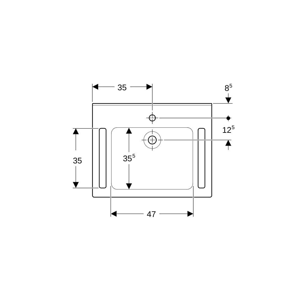Geberit Publica Waschtisch eckiges Design, Ausschnitten, barrierefrei, B 70cm T 55cm... GEBERIT-402170016 4022009330014 (Abb. 9)
