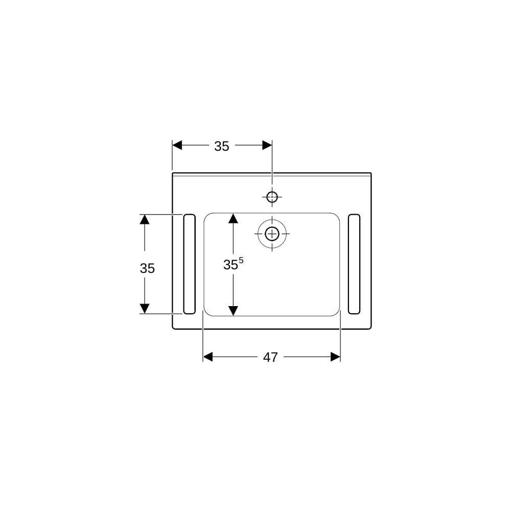 Geberit Publica Waschtisch eckiges Design, Ausschnitten, barrierefrei, B 70cm T 55cm... GEBERIT-501043111 4025410753588 (Abb. 9)