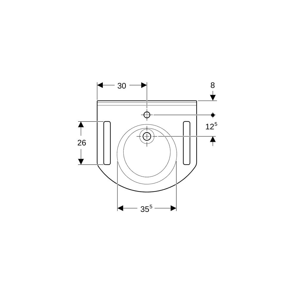Geberit Publica Waschtisch rundes Design, Ausschnitten, barrierefrei, B 60cm T 55cm ... GEBERIT-402160016 4022009330038 (Abb. 9)