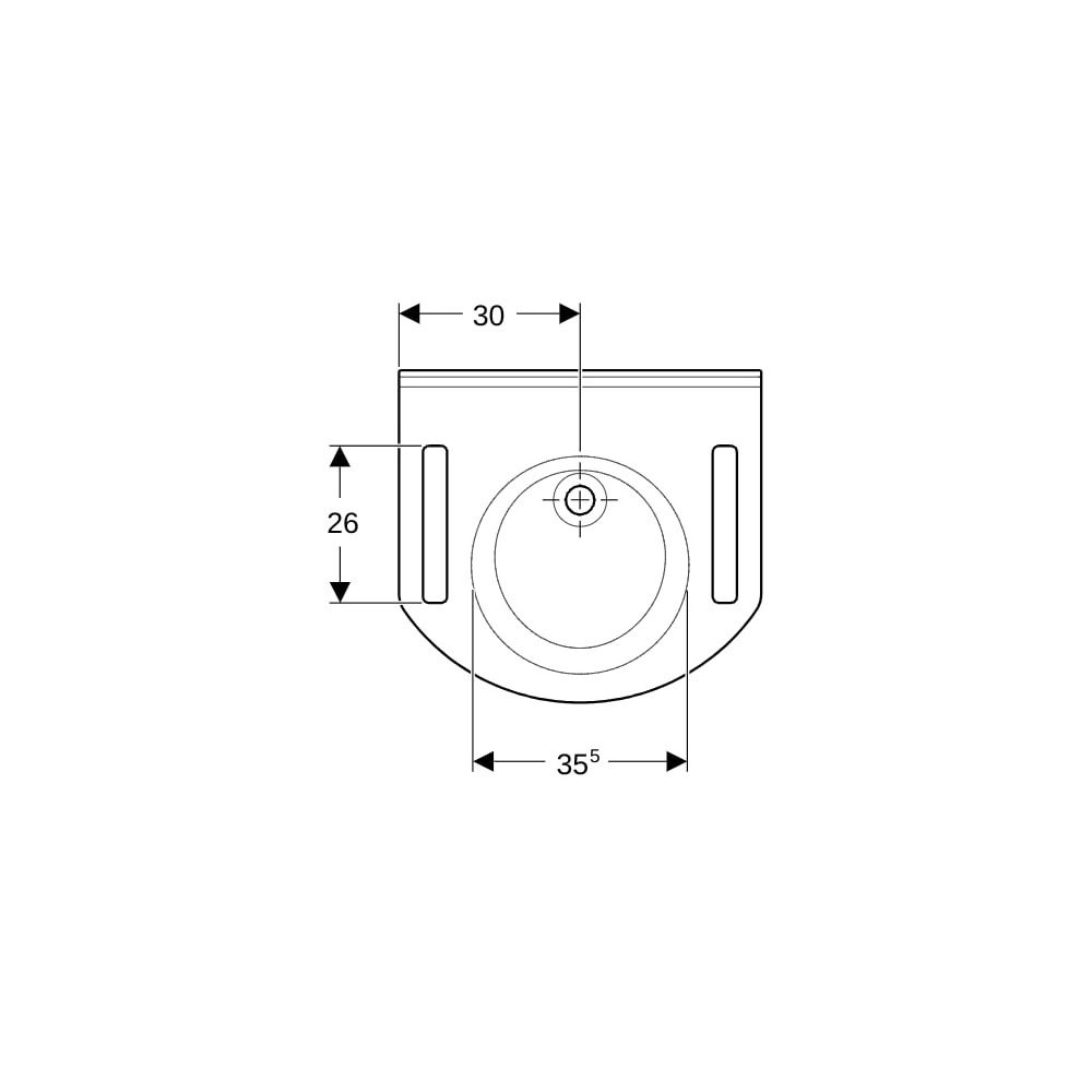 Geberit Publica Waschtisch rundes Design, Ausschnitten, barrierefrei, B 60cm T 55cm ... GEBERIT-501041001 4025410754011 (Abb. 9)