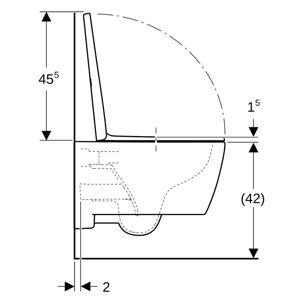 Geberit iCon Set Wand-WC Tiefspüler geschlossene Form Rimfree, WC-Sitz T 53cm Absen... GEBERIT-501664001 4025410870612 (Abb. 15)