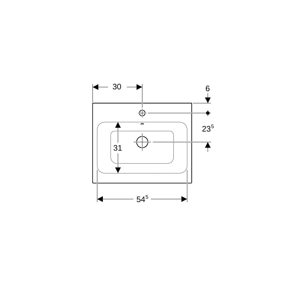 Geberit iCon Aufsatzwaschtisch, Breite 60cm, Tiefe 48,5cm, Hahnloch mittig, Überlauf... GEBERIT-124560000 4022009333411 (Abb. 7)
