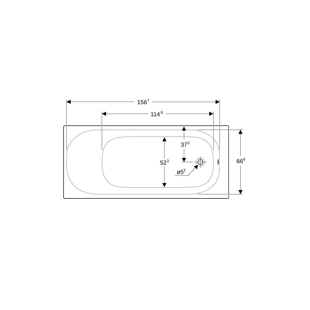 Geberit Soana Rechteckbadewanne schmaler Rand 170x75cm, Gesamtvolumen 233l... GEBERIT-554006011 4022009355192 (Abb. 7)