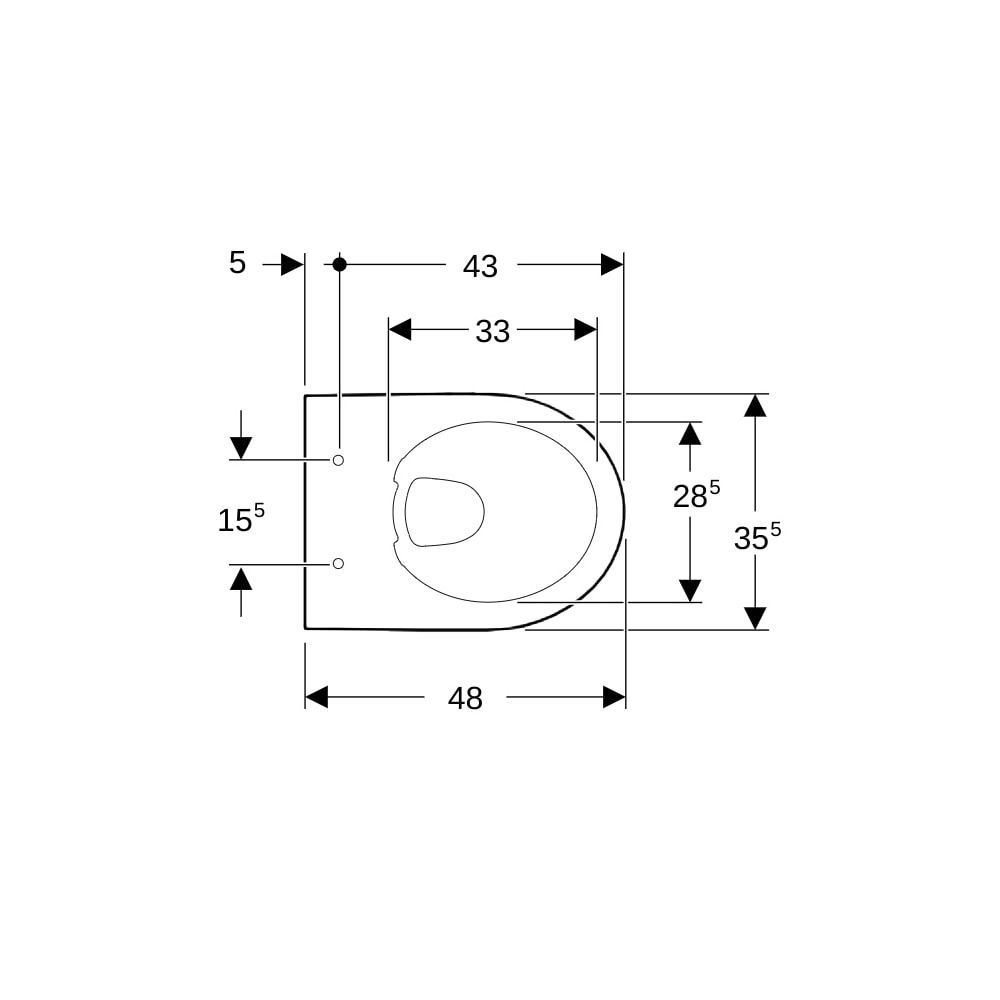 Geberit Renova Compact Wand-WC Tiefspüler, verkürzte Ausladung, Rimfree, Tiefe 48cm,... GEBERIT-502297011 4025410641809 (Abb. 7)