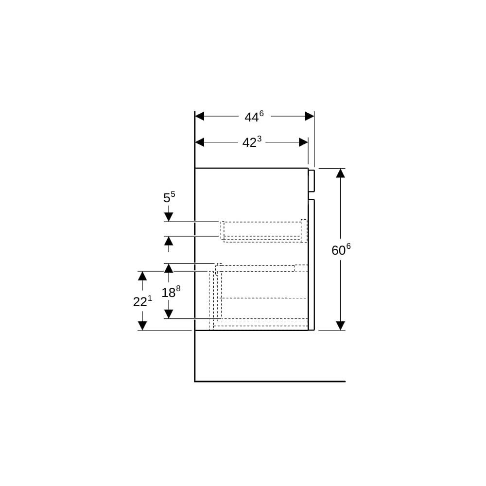 Geberit Renova Plan Unterschrank für Waschtisch, 1 Schublade, 1 Innenschublade, 58,5... GEBERIT-501906011 4025410905192 (Abb. 9)