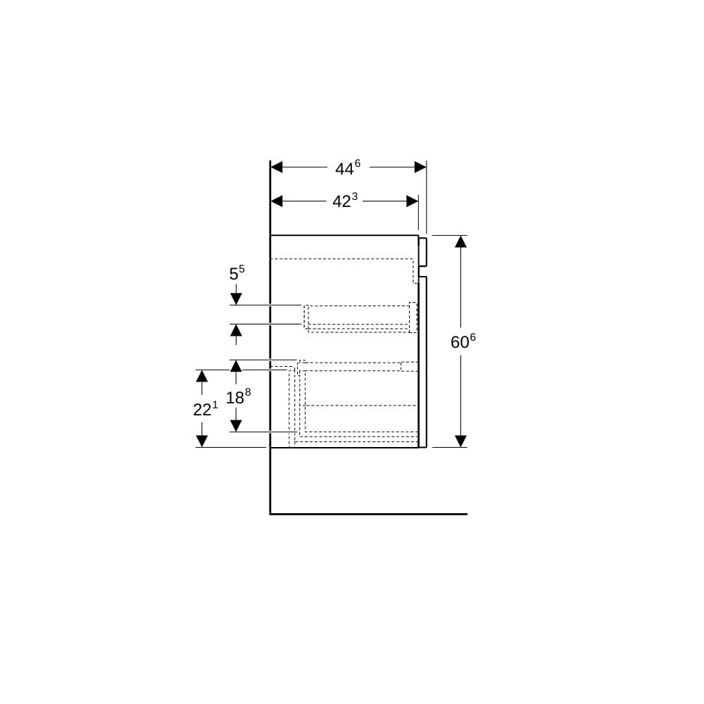 Geberit Renova Plan Unterschrank für Doppelwaschtisch 2 Schubladen 2 Innenschubladen... GEBERIT-501912JR1 4025410905833 (Abb. 9)