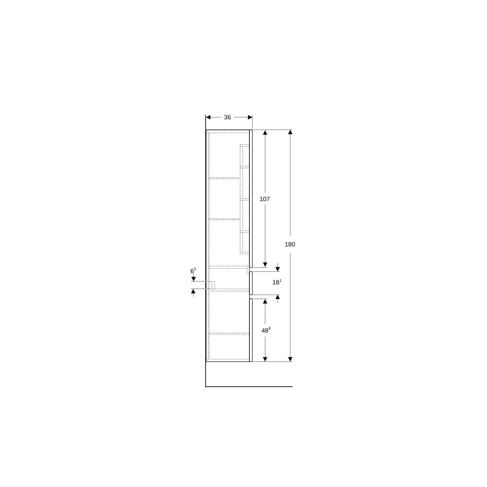 Geberit Renova Plan Hochschrank mit 2 Türen, 1 Schublade, 39x180x36cm, Nussbaum hick... GEBERIT-501923001 4025410905512 (Abb. 9)