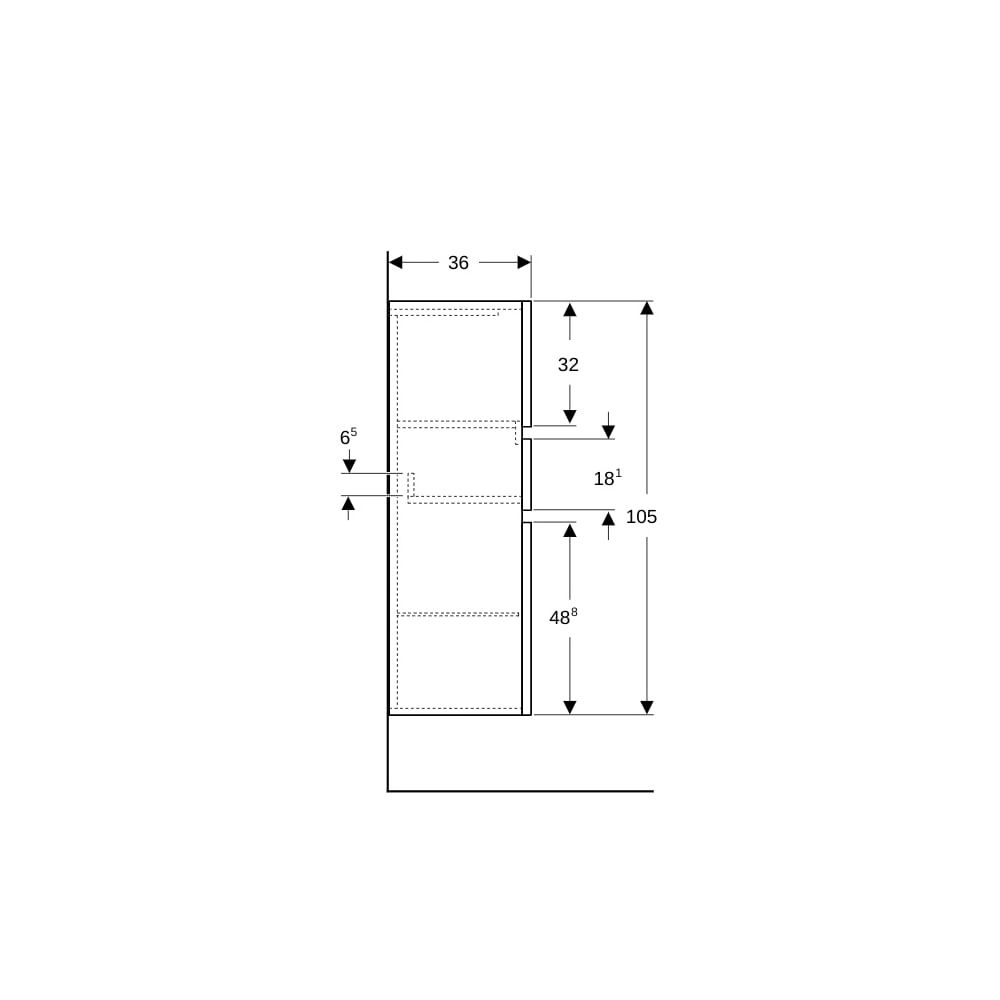 Geberit Renova Plan Mittelhochschrank mit 2 Türen, 1 Schublade, 39x105x36cm, Nussbau... GEBERIT-501922001 4025410905499 (Abb. 9)