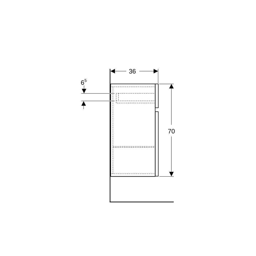 Geberit Renova Plan Seitenschrank mit 1 Tür, 1 Schublade, 39x70x36cm, Nussbaum hicko... GEBERIT-501921001 4025410905475 (Abb. 9)