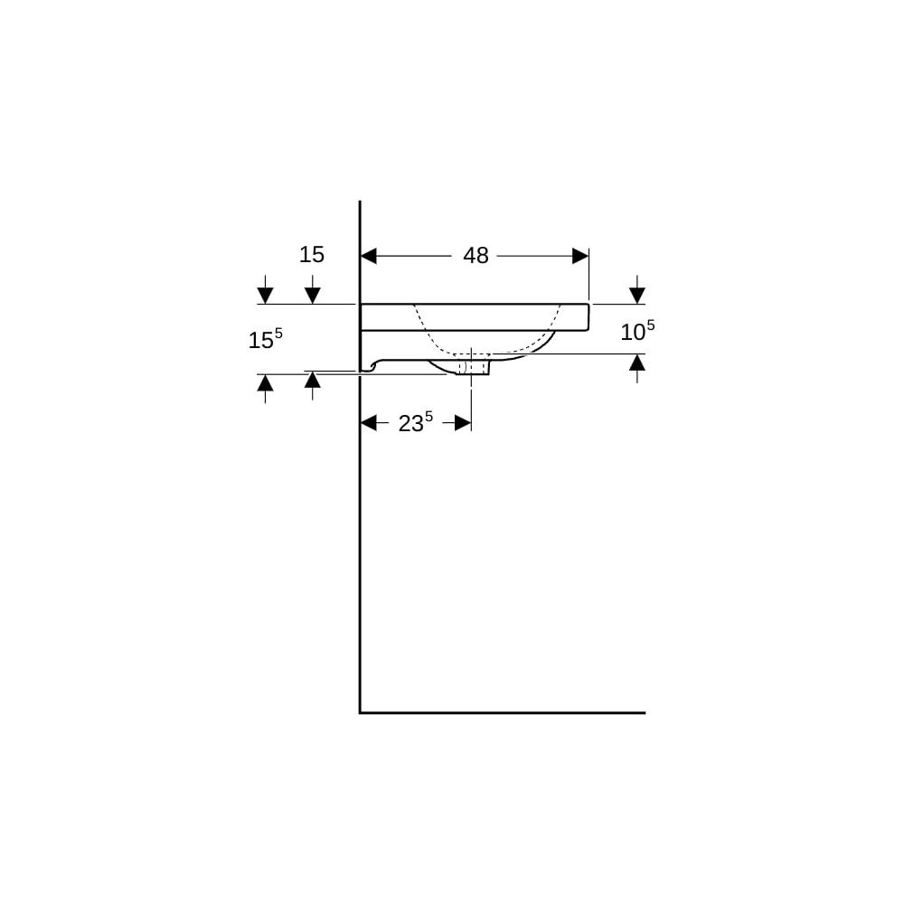 Geberit iCon Light Waschtisch mit Ablagefläche, Breite 75cm, Tiefe 48cm, Hahnloch mi... GEBERIT-501839006 4025410895028 (Abb. 9)