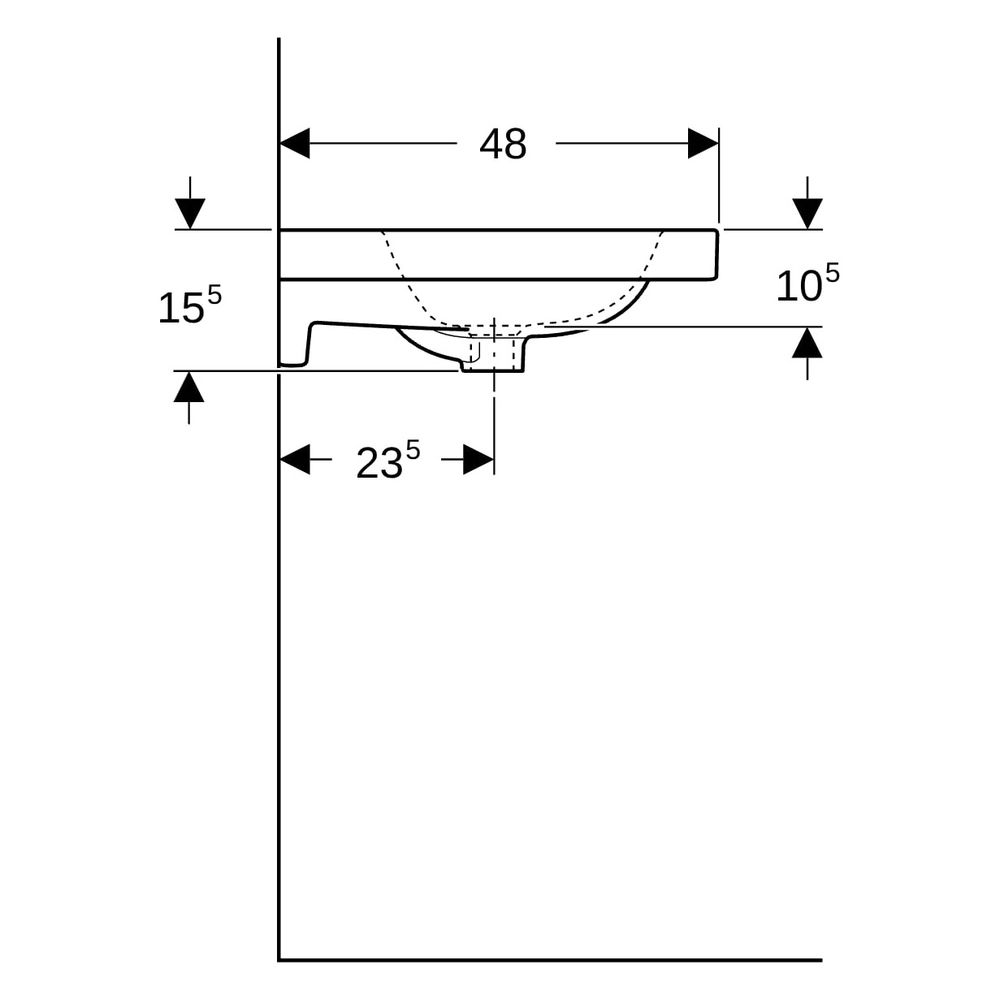 Geberit iCon Light Doppelwaschtisch, Breite 120cm, Tiefe 48cm, ohne Hahnloch, Überl... GEBERIT-501838003 4025410894915 (Abb. 10)