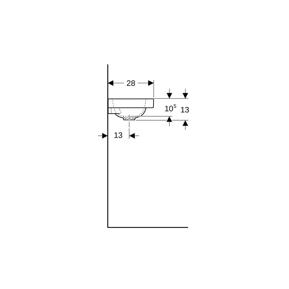 Geberit iCon Light Handwaschbecken 38x13x28cm, Weiß, matt, Hahnloch links, ohne Über... GEBERIT-501831JT1 4025410071774 (Abb. 6)