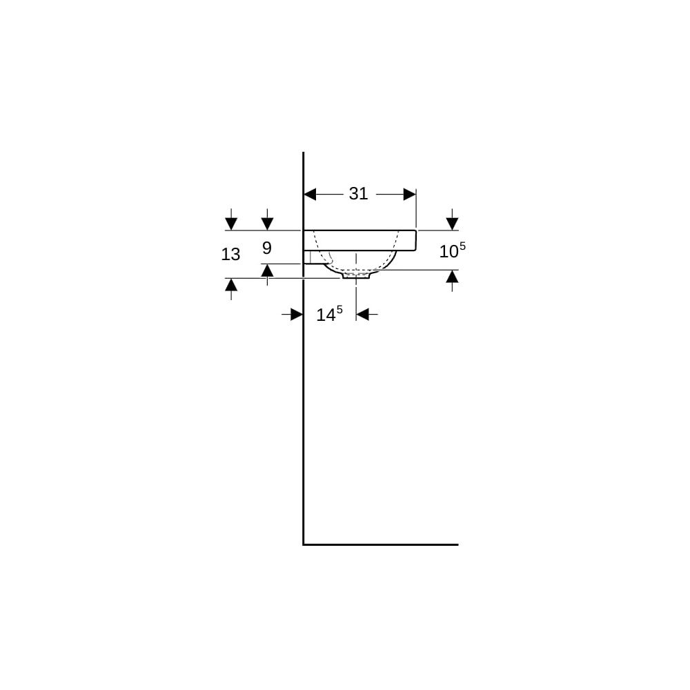 Geberit iCon Light Handwaschbecken mit Ablagefläche 53x13x31cm Weiß matt Hahnloch li... GEBERIT-501833JT1 4025410071798 (Abb. 6)