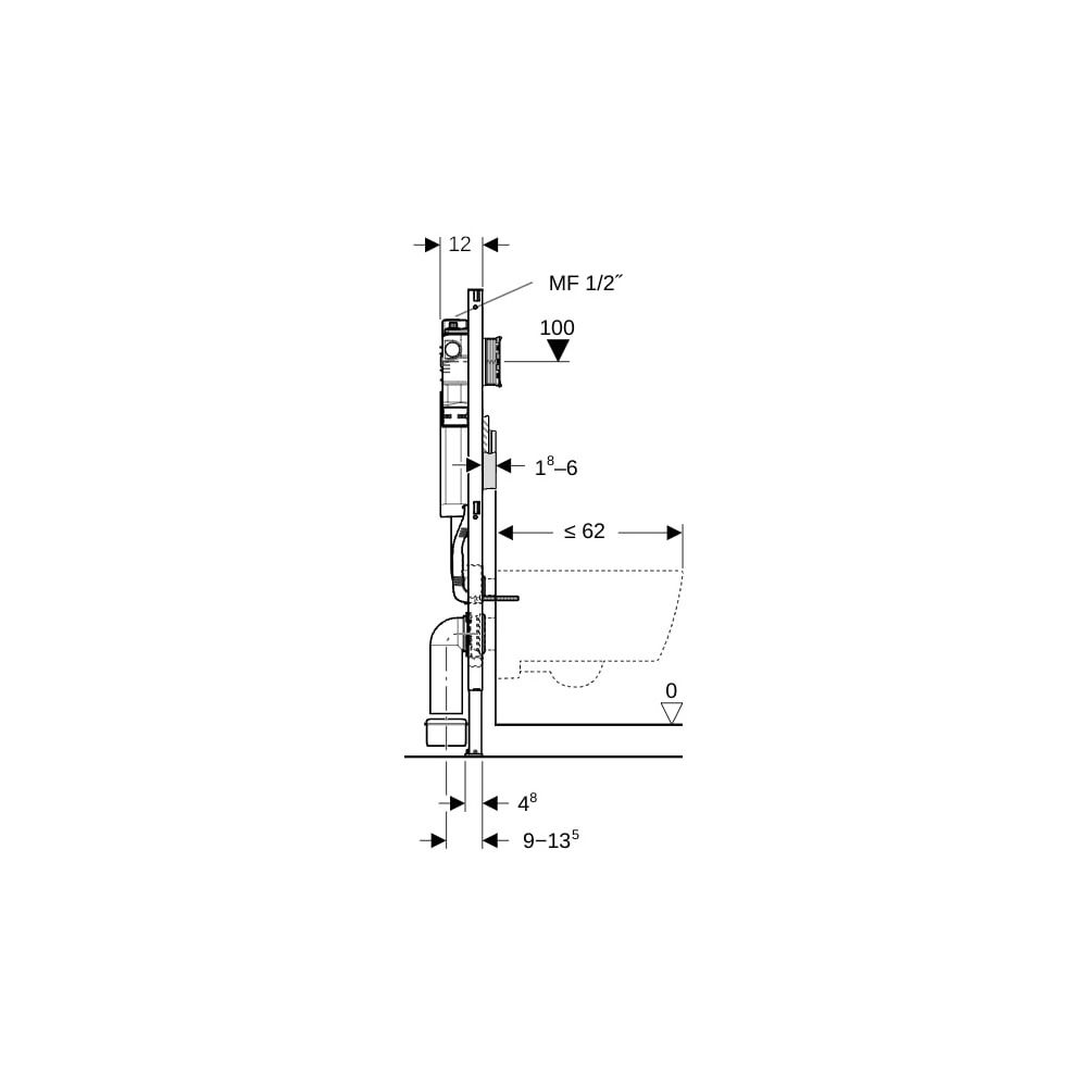Geberit Duofix Element für Wand-WC 120cm, mit Sigma Unterputzspülkasten 12cm, für Hy... GEBERIT-111023001 4025410938190 (Abb. 8)
