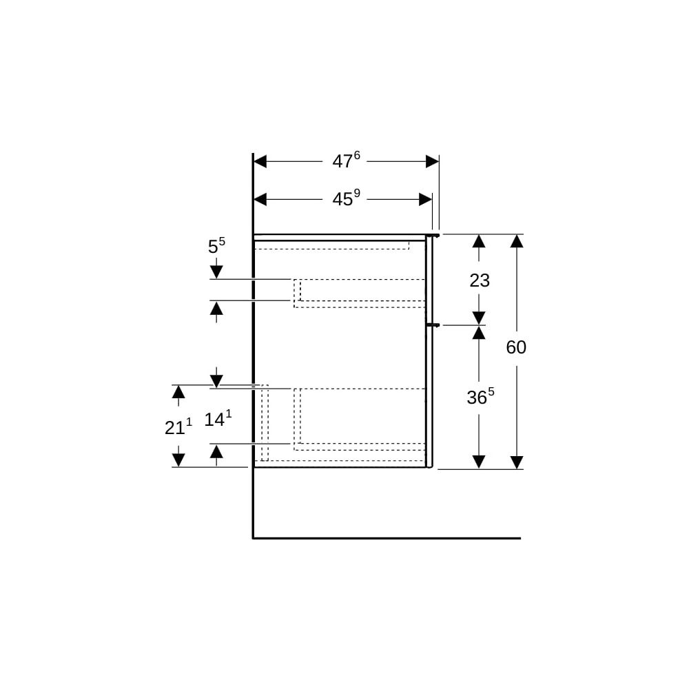 Geberit iCon Seitenschrank mit zwei Schubladen H 60cm, Weiß, lackiert hochglänzend/H... GEBERIT-502315012 4025410941596 (Abb. 9)