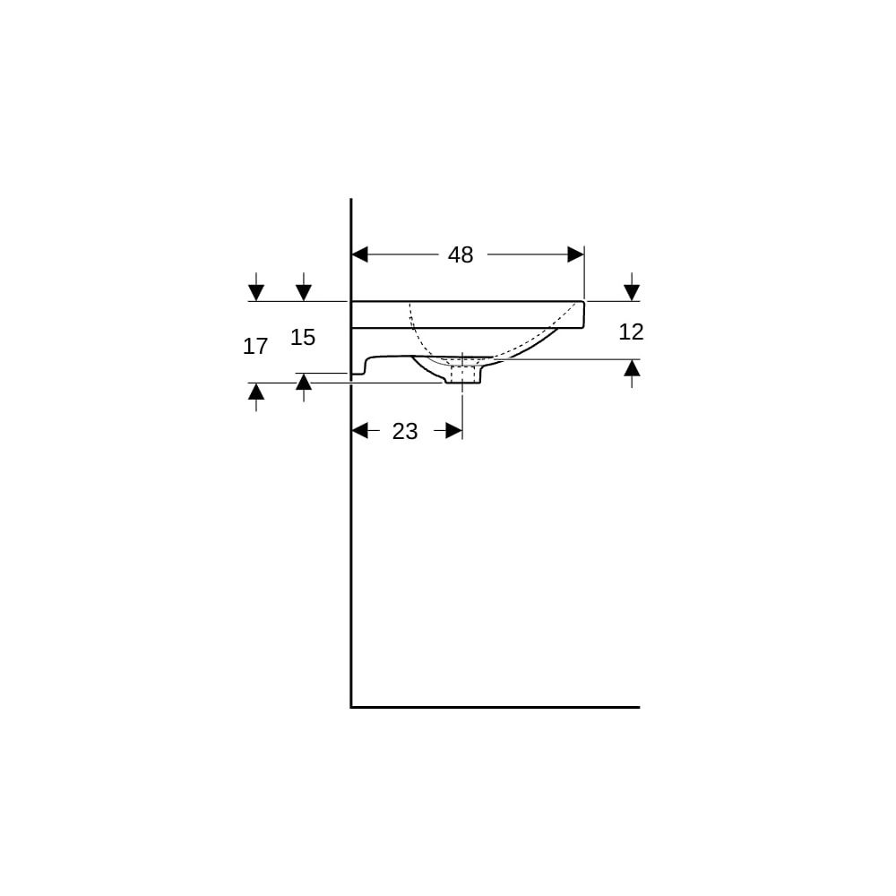Geberit Acanto Waschtisch, Breite 60cm, Tiefe 48,2cm, Hahnloch mittig, Überlauf sic... GEBERIT-500620012 4022009352825 (Abb. 10)