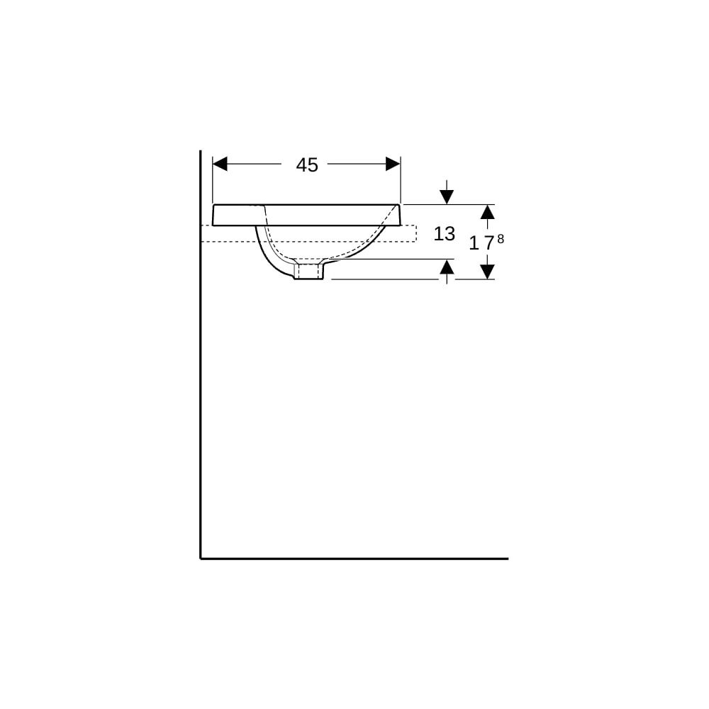 Geberit VariForm Einbauwaschtisch, oval, mit Hahnlochbank, Breite 55cm, Tiefe 45cm, ... GEBERIT-500723012 4025416838463 (Abb. 9)